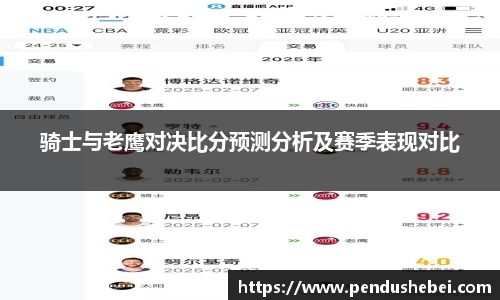 骑士与老鹰对决比分预测分析及赛季表现对比